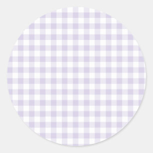 Lente Klassieke Gingham Stof Lavendel Ronde Sticker