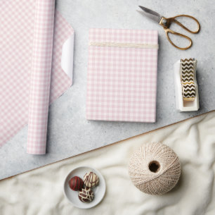 Lente Klassieke Gingham Zachte Blos Cadeaupapier