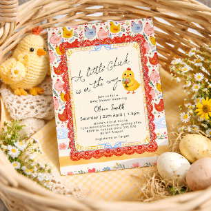 Lente Kleine Kuiken Bloemen Meisje Baby Shower Kaart
