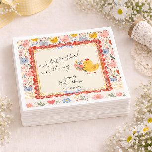 Lente Kleine Kuiken Bloemen Meisje Baby Shower Servet