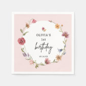 Lente Kleine Wilde Bloem Meisje 1e Verjaardagsfees Servet (Voorkant)