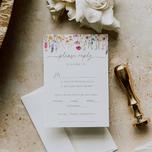 Lente Kleur Wilde Bloem Bruiloft Menu Keuze RSVP
