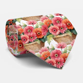 Lente Kleuren Gerbera Daisies Stropdas (Opgerold)