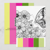 Lente Kleurplaten Kaarten voor Volwassenen Vlinder (Voorkant / Achterkant)