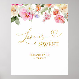 Lente Kleurrijk Bloemend Liefde is Zoet Feestbord Poster