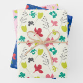 Lente Kleurrijk Bloemendoodle Loof Zijde Lint Inpakpapier Vel (In situ)