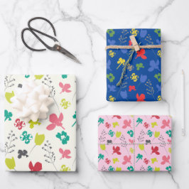 Lente Kleurrijk Bloemendoodle Loof Zijde Lint Inpakpapier Vel