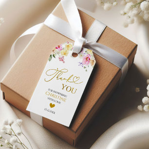 Lente Kleurrijk Bloemstuk Bruidsfeest Bedankkaartj Cadeaulabel