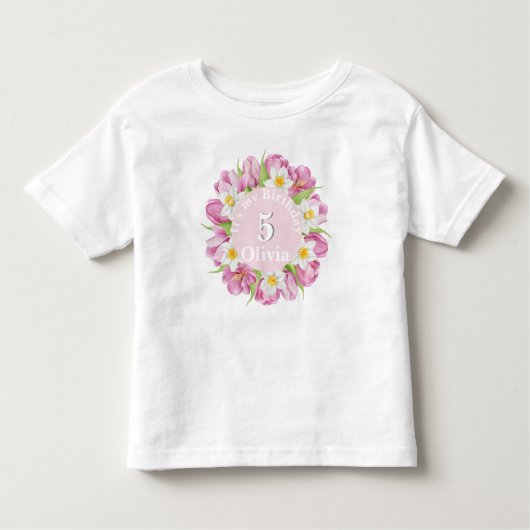 Lente Kleurrijke Bloem Kinderen Verjaardag Kinder Shirts (Voorkant)