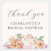 Lente Kleurrijke Bloemen Romantische Bruidsfeest Vierkante Sticker (Voorkant)