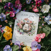 Lente kleurrijke bloemenkonijn Baby Meisje Douche Kaart