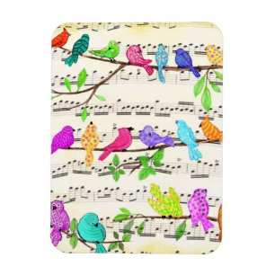 Lente kleurrijke muziekvogels Magnet Gift Magneet