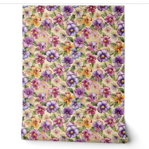 Lente kleurrijke viooltjes bloemen paarse bloemen behang