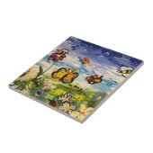 Lente kleurrijke vlinders wilde bloemen terug naar tegeltje (Zijkant)