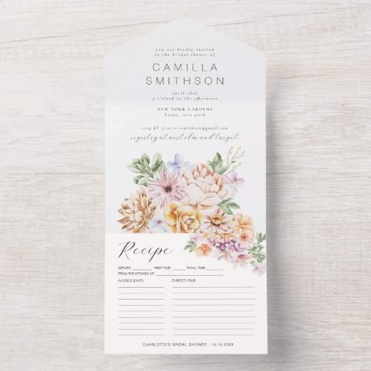 Lente kleurrijke vloeren Blush Garden Vrijgezellen All In One Uitnodiging (Binnen)