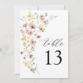Lente Kleurrijke Wildflower Bruiloft Tafelnummer (Voorkant)