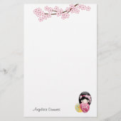 Lente Kokeshi Doll Leuke Geisha Meisje Briefpapier (Voorkant)