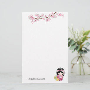 Lente Kokeshi Doll Leuke Geisha Meisje Briefpapier