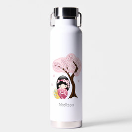 Lente Kokeshi-pop - Schattig Japans geisha-meisje Waterfles