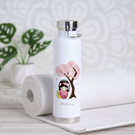 Lente Kokeshi-pop - Schattig Japans geisha-meisje Waterfles
