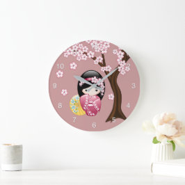 Lente Kokeshi Pop - Schattige Japanse Geisha op Ro Grote Klok