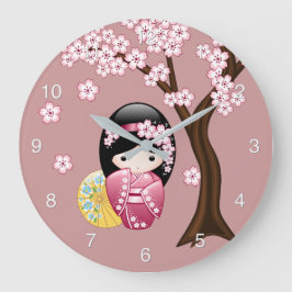 Lente Kokeshi Pop - Schattige Japanse Geisha op Ro Grote Klok