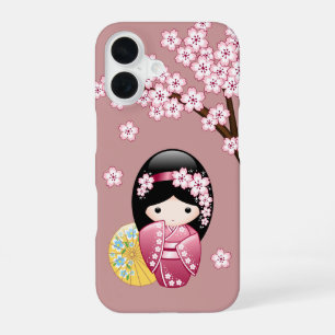 Lente Kokeshi Pop - Schattige Japanse Geisha op Ro iPhone 16 Hoesje