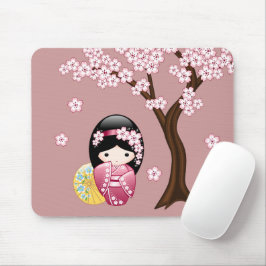 Lente Kokeshi Pop - Schattige Japanse Geisha op Ro Muismat