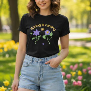 lente komt Schattige Dansen paarse bloemen T-shirt