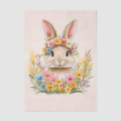 Lente Konijn in Bloemenkrans ER5R Decoupage Tissuepapier (Voorkant)