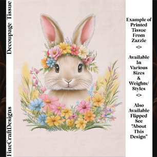 Lente Konijn in Bloemenkrans ER5R Decoupage Tissuepapier