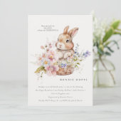 Lente Konijn | Pasen | Eierenjacht | Baby | Brunch Kaart (Staand voorkant)