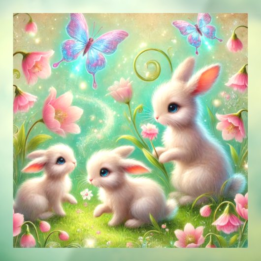 Lente Konijnentuin Fantasie Raamsticker (Vel 3)