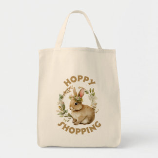 Lente konijntje, bloemen tote bag
