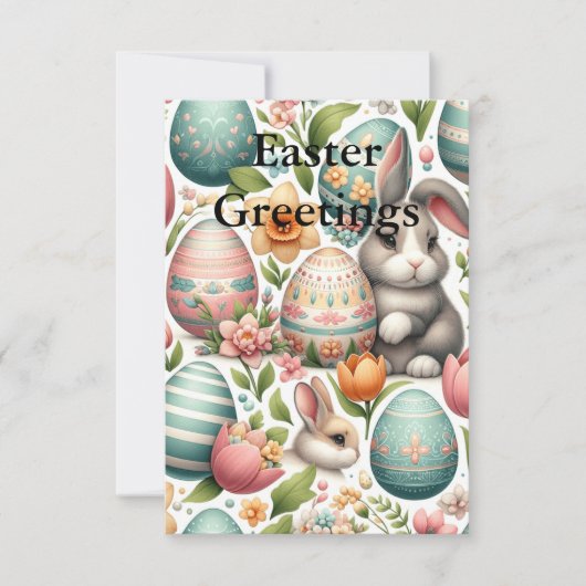 Lente konijntjes en bloesems Pasen Bedankkaart (Voorkant)