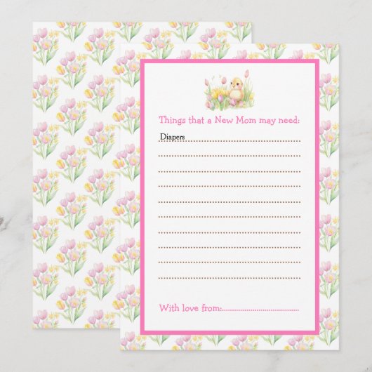Lente Kuiken Baby Shower Kaart (Voorkant / Achterkant)