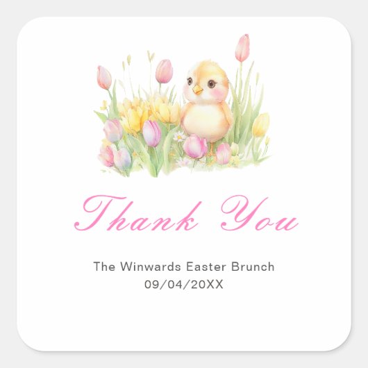 Lente Kuiken Pasen Brunch Vierkante Sticker (Voorkant)