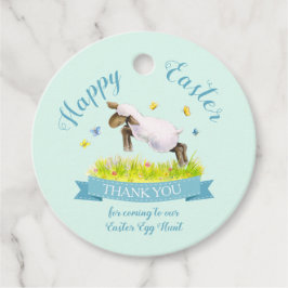 Lente lam schattig aqua blauw Pasen dank u Bedankjes Labels