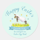 Lente lam schattig aqua blauw Pasen dank u Ronde Sticker (Voorkant)