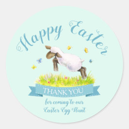 Lente lam schattig aqua blauw Pasen dank u Ronde Sticker