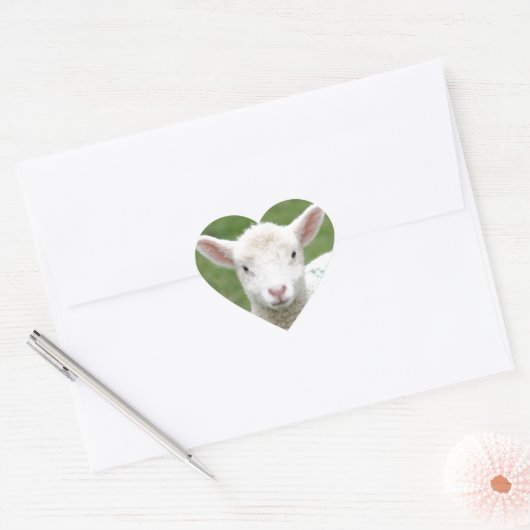 Lente lammeren hart sticker (Envelop)