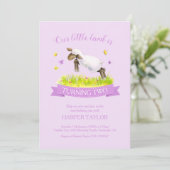 Lente lammetje overslaan schattig paarse 2e verjaa kaart (Staand voorkant)