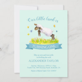 Lente lammetje overslaan schattige 1e verjaardag u kaart
