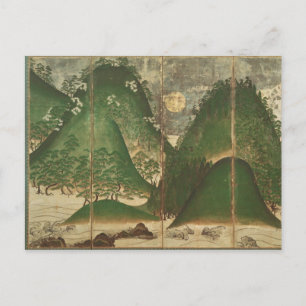 Lente-landschap met zon briefkaart