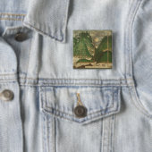 Lente landschap met zon vierkante button 5,1 cm (In situ)