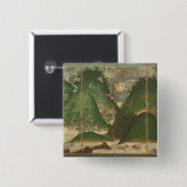 Lente landschap met zon vierkante button 5,1 cm (Voorkant /achterkant)