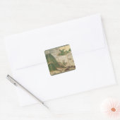 Lente landschap met zon vierkante sticker (Envelop)