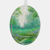 Lente landschap olieverfschilderij, bos. glas ornament (Voorkant Rechts)