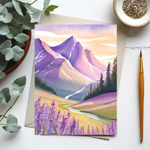 Lente Lavendel   Glacier National Park Aquarel Briefkaart