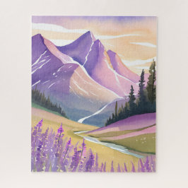 Lente Lavendel | Glacier National Park Aquarel Legpuzzel
